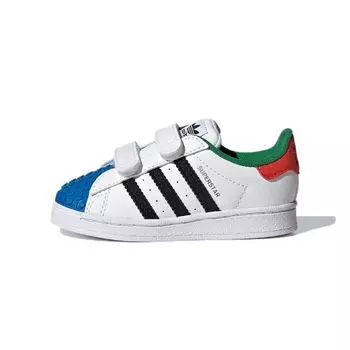 Adidas LEGO x Superstar CF I Белые Красные Синие Детские Кроссовки Cloud-White Core-Black H03969 21