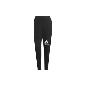 Adidas Нашивка с логотипом, зауженные книзу эластичные спортивные брюки на шнурке, женские брюки черного цвета GL3927 M