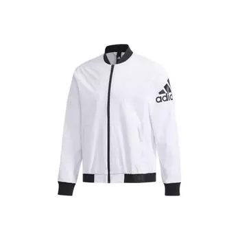 Adidas Logo Print Бейсбольная куртка-бомбер Мужская Верхняя одежда Белый DW4617 XXL