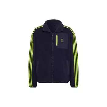 Adidas Logo Print Полосатая футбольная спортивная куртка Мужская верхняя одежда Темно-синий HE6645 L