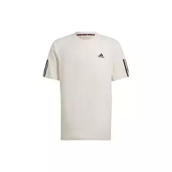 Adidas Logo Print Полосатая повседневная футболка с коротким рукавом Мужские топы Белые HD4324 L
