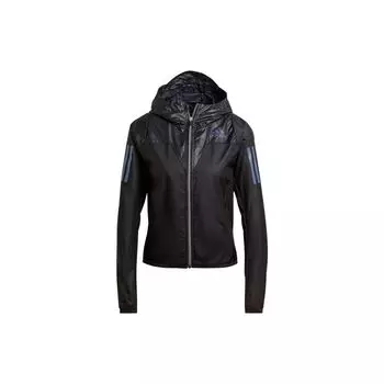 Adidas Logo Print Полосатая повседневная спортивная куртка с капюшоном Женская куртка черная H57761 S