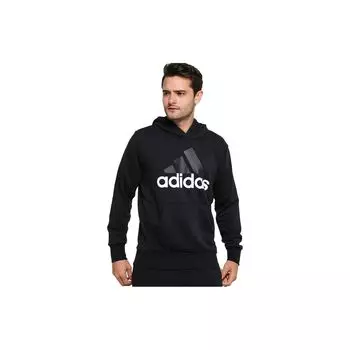 Adidas Logo Print Повседневная толстовка с капюшоном с длинным рукавом Мужские топы Черный S98772 XS