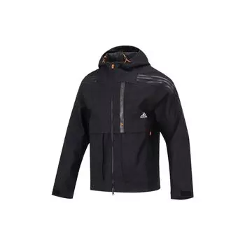 Adidas Logo Print Спортивная куртка с капюшоном Мужская верхняя одежда Черный HE9904 S