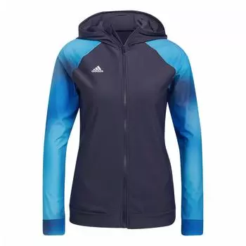 Adidas Длинный рукав Рашгард с принтом логотипа и цветными блоками Повседневная спортивная куртка Женская куртка Синий Белый HB1676 M