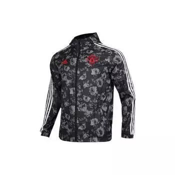 Adidas Manchester United Ветровка с капюшоном на молнии, мужская верхняя одежда, черная EI9873