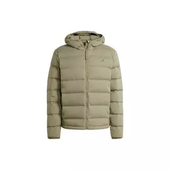 Adidas Мужская куртка-пуховик Helionic Stretch с капюшоном, оливково-зеленая IK3173 XL
