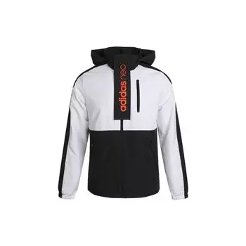 Adidas Neo Contrast Print Packable H53022 Спортивная куртка с капюшоном Мужская верхняя одежда Черный Белый H53022 M