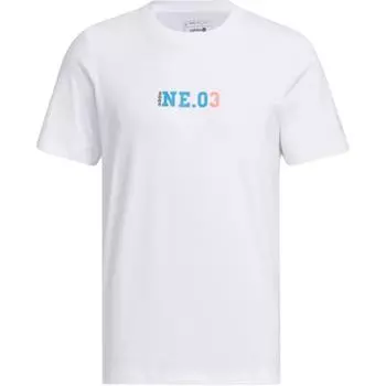 Adidas Neo Letter Print Удобная спортивная футболка с коротким рукавом для мужчин, белые IP3906 L