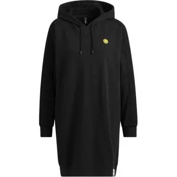Adidas Нео однотонное повседневное платье миди с капюшоном и длинными рукавами, женские платья черного цвета H45529 XS