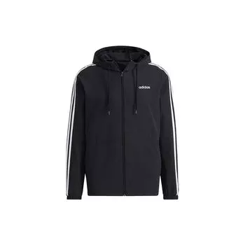 Adidas Neo Повседневная спортивная полосатая ветровка с капюшоном Мужская верхняя одежда Черный H14196 XXXL