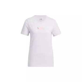 Adidas Neo с графическим принтом и буквенным принтом, повседневная спортивная дышащая футболка с короткими рукавами, женские топы, светло-фиолетовые HS6837 M