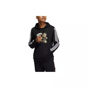 Adidas Neo с мультяшным буквенным принтом в полоску, повседневная толстовка с капюшоном, мужская толстовка с капюшоном, черная HA2251 XL