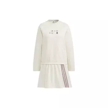 Adidas Neo с рисунком и принтом, повседневное спортивное платье с длинным рукавом, женское платье, белое HM7489 L