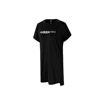 Adidas Neo Sports Повседневное дышащее платье с коротким рукавом Женские платья Черный DX9689 M
