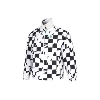 Adidas Neo U Vbe Rev Jkt клетчатая куртка с логотипом на пуговицах и длинным рукавом с откидным воротником, куртки унисекс, черный, белый цвет HU1111 L
