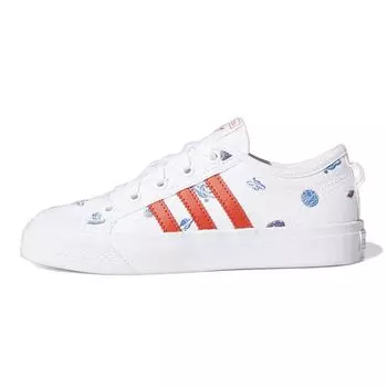 Adidas Nizza J Out Of This World - Белые детские кроссовки Cloud-White Ярко-красный Focus-Blue H01101 37