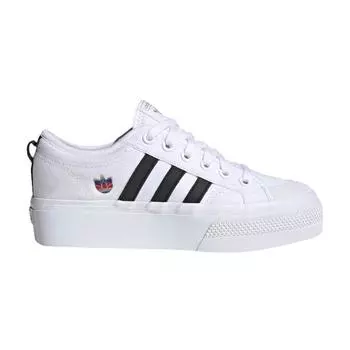 Adidas Nizza Platform Colorful Trefoil Женские кроссовки White Cloud-White Core-Black FX8538
