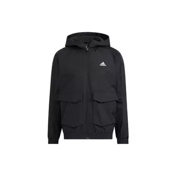 Adidas однотонная мужская куртка с капюшоном и флисовой подкладкой с логотипом, черная HN9033 S