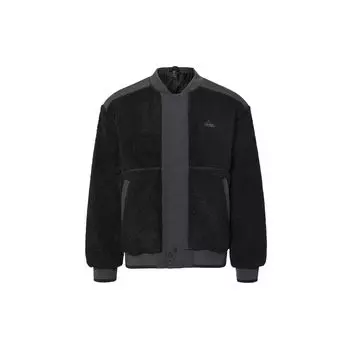 Adidas однотонная спортивная повседневная флисовая теплая свободная куртка мужская куртка черная IL8919 L