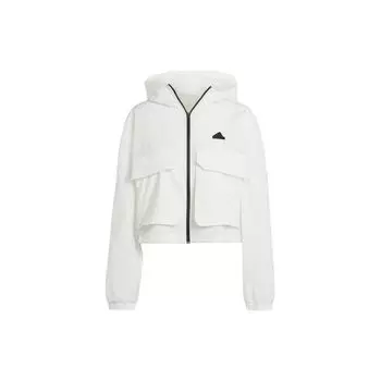 Adidas однотонная укороченная куртка с капюшоном на молнии женская верхняя одежда бежевый IS0660 XL