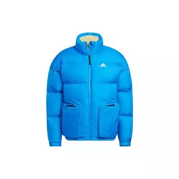 Adidas однотонный пуховик на молнии с воротником-стойкой и логотипом бренда, верхняя одежда унисекс, синий HN2105 XL