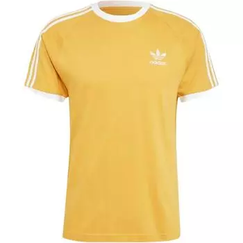 Adidas Оригинальная классическая футболка Adicolor с тремя полосками, модная мягкая универсальная повседневная футболка с коротким рукавом, мужская, желтая IZ2370 M