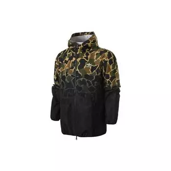 Куртка Adidas Originals Color Block Camouflage Logo Print с капюшоном и застежкой-молнией, мужская, черная, зеленая, CE1545 L