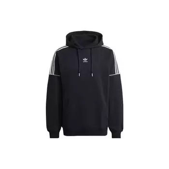 Adidas Оригинальная вышитая полосатая толстовка с капюшоном в стиле колор-блок с логотипом, мужская толстовка с капюшоном, черная HK7309 S