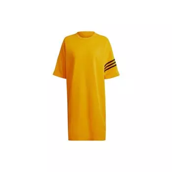 Adidas Оригинальное платье-пуловер с круглым вырезом и логотипом, женские платья желтого цвета HM1748 XS