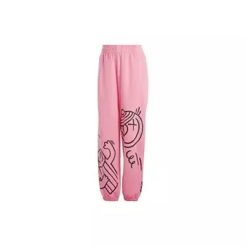Adidas Оригинальные джоггеры X Andr Saraiva Collaboration с принтом логотипа, эластичные трикотажные спортивные брюки для женщин, джоггеры Blessing-Pink HY4266 XS