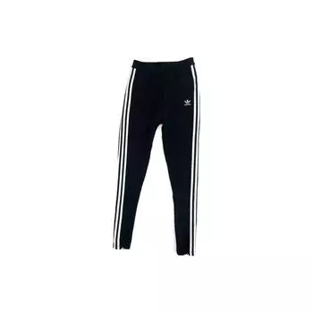 Adidas Оригинальные прямые брюки с принтом логотипа, винтажные спортивные, удобные повседневные брюки, женские брюки черного цвета DH4237 XS