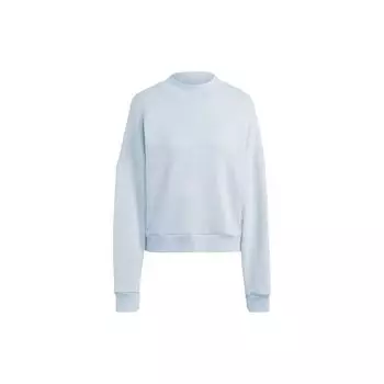 Adidas Оригинальный однотонный свитер с круглым вырезом, короткий свободный свитер с длинным рукавом, женский свитшот, синий IA2999 S