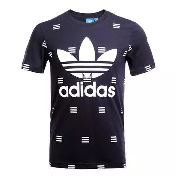 Adidas Оригинальный пуловер 3S AOP с надписью, удобная футболка с коротким рукавом, мужские топы, темно-синий AZ1063 S