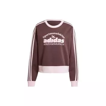 Adidas Оригинальный свитшот с графикой в стиле ретро, женские топы, серо-коричневый, IR6098 XXS