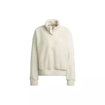 Adidas Originals Clover FW22 Полосатая куртка с вышивкой на полумолнии Женская куртка Бежевая HM2129