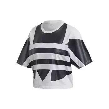 Adidas Originals Clover с тремя полосками дышащая повседневная спортивная укороченная футболка с короткими рукавами женские топы белые FM2564