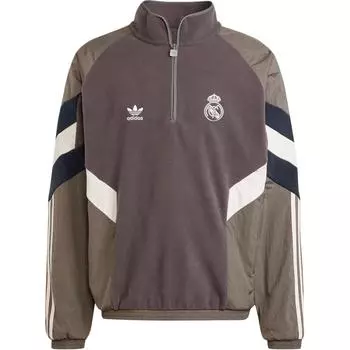 Adidas Originals FW24 Серия Реал Мадрид Модный воротник-стойка Удобный мягкий пуловер Свитшот Мужской Свитшот Угольно-серый IM7464 M