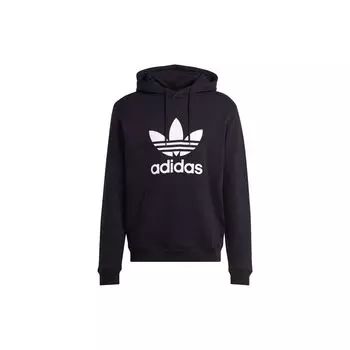 Adidas Originals однотонная толстовка с логотипом и карманом кенгуру, мужская толстовка с капюшоном, черная IM4489 XL