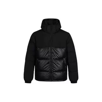 Adidas Originals Trefoil Down Regen Puff Теплый лоскутный спортивный пуховик с капюшоном Мужская верхняя одежда Черный GE1324 XS