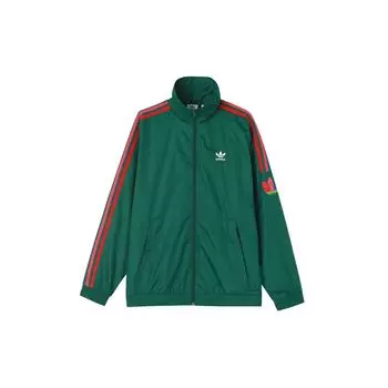 Adidas Originals Трилистник с воротником-стойкой Приталенная куртка Мужская Верхняя одежда Темно-зеленый GE0847 XS