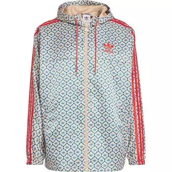 Adidas Originals Ветровка Коллекция Бекхэма Футбольный Стиль Ретро Повседневная Спортивная Куртка с Капюшоном и Длинным Рукавом Мужская Куртка Светло-Коричневая JJ1626 XXL