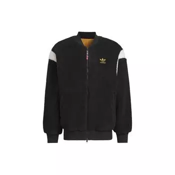 Adidas Originals X Feifei Ruan FW23 Новогодняя двусторонняя куртка-бомбер из шерпы Куртка унисекс Черная IX4215 L