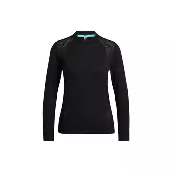 Adidas Play Зеленый свитер-пуловер, однотонный, с круглым вырезом, трикотажная футболка с длинным рукавом, женский свитер, черный HA5846 XS