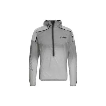 Adidas Половинная молния Спортивная ветрозащитная куртка с капюшоном Мужская куртка Светло-серый H11748 M
