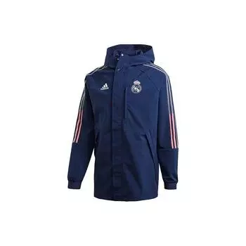 Adidas Real Madrid Дорожная куртка с капюшоном Мужская верхняя одежда Темно-синий FR3878