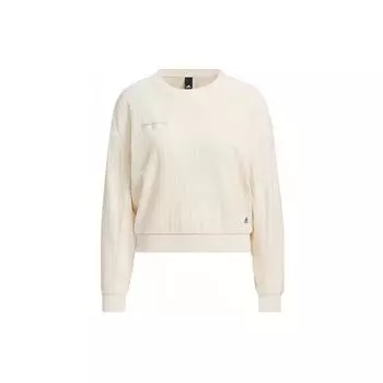 Adidas Solid Tag Logo Повседневная толстовка с круглым вырезом Женская толстовка белая IP7066 L