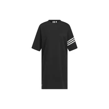 Adidas сплошное спортивное платье миди с короткими рукавами женское платье черное IB7309 M