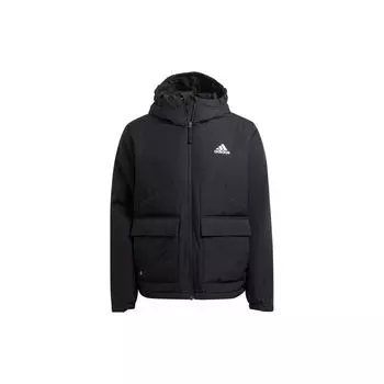 Adidas сплошной цвет логотипа печати воротник-стойка куртка с капюшоном мужская верхняя одежда черный H65766 XS