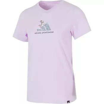 Adidas Спортивная одежда Codes Doodle Surf Повседневная футболка с круглым вырезом и коротким рукавом Женская футболка Ледяная лаванда JX5328 S
